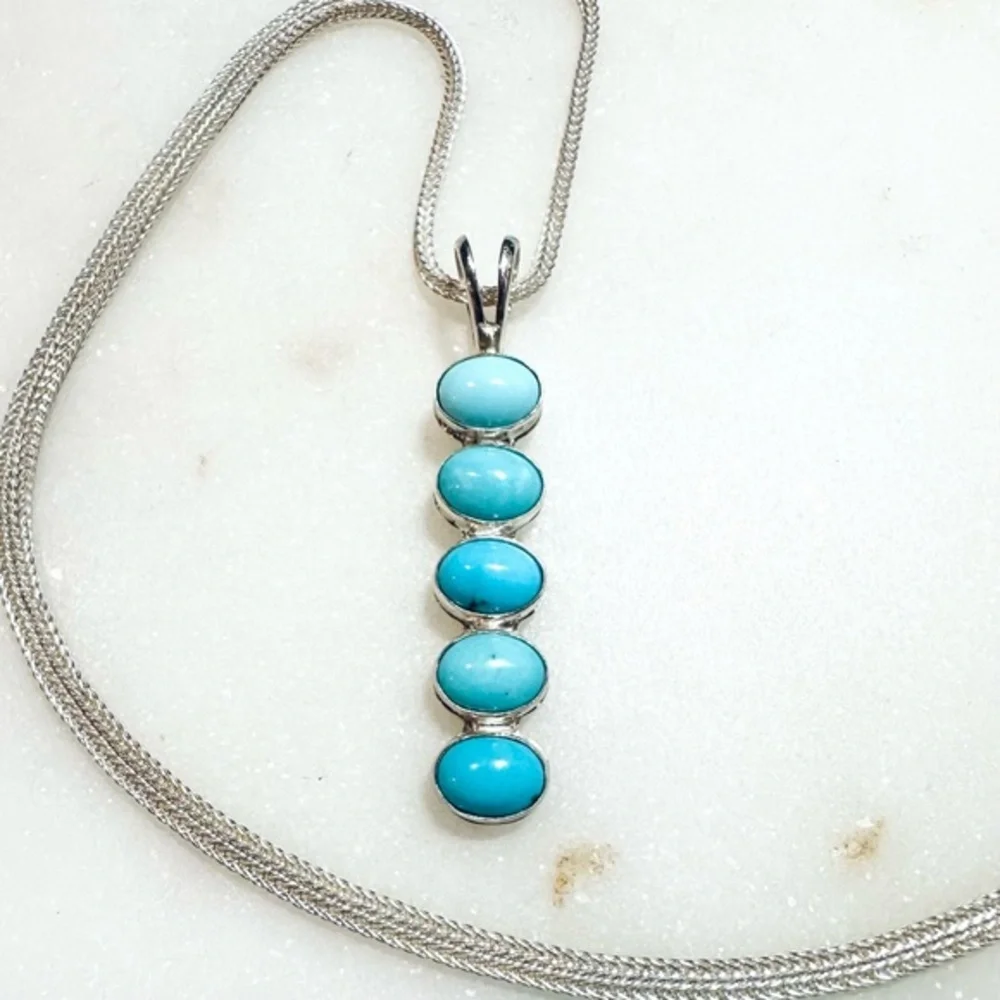 Jay King Sleeping Beauty Turquoise Foxtail Chainlink Sterling Silver Necklace